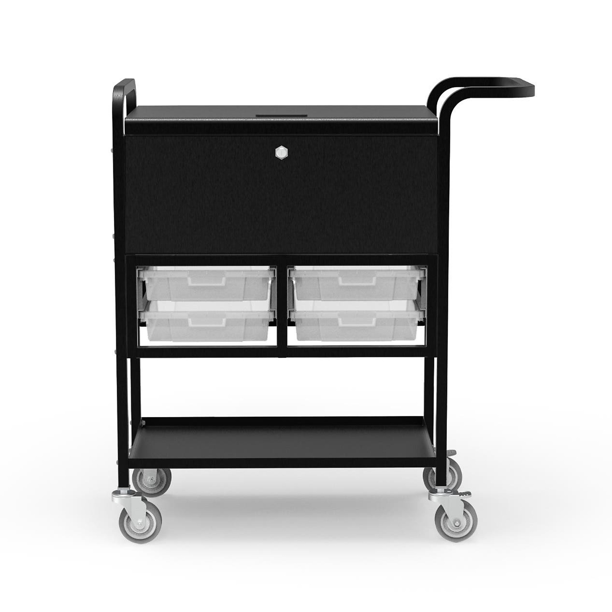 Luxor File Cart with Locking Cabinet and Storage Bins — Powder-Coated Steel, 4 Removable Bins, 4in. Locking Casters, Model# UCWS003
